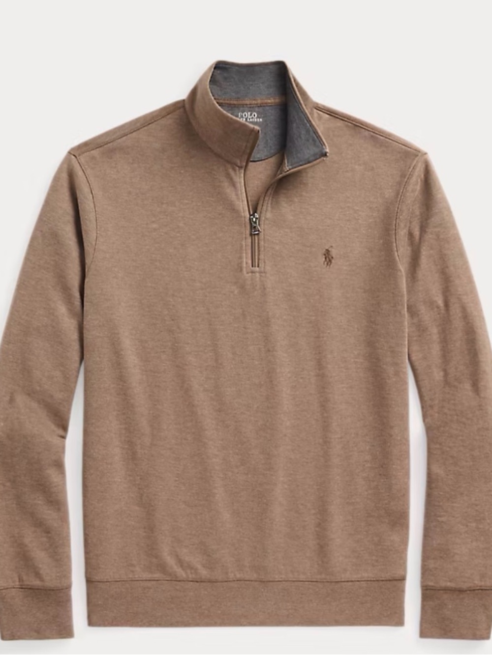 Polo Ralph Lauren NWT Quarter-Zip Pullover Sweatshirt heathered‎ taupe/brown